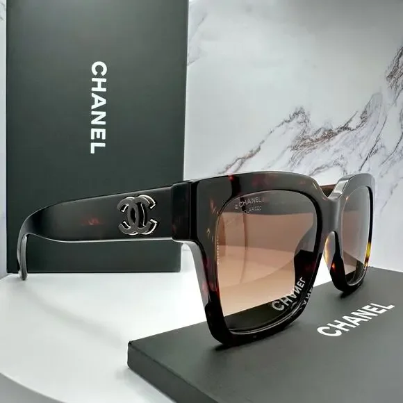 New CHANEL Sunglasses Brown Butterfly Gold Polarized Brown Lens